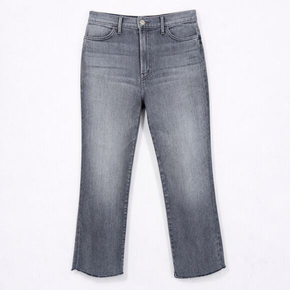 MOTHER Denim - Mother The Hustler Gray Ankle Fray Daytona Nights Flare Stretch Jeans Size 28
